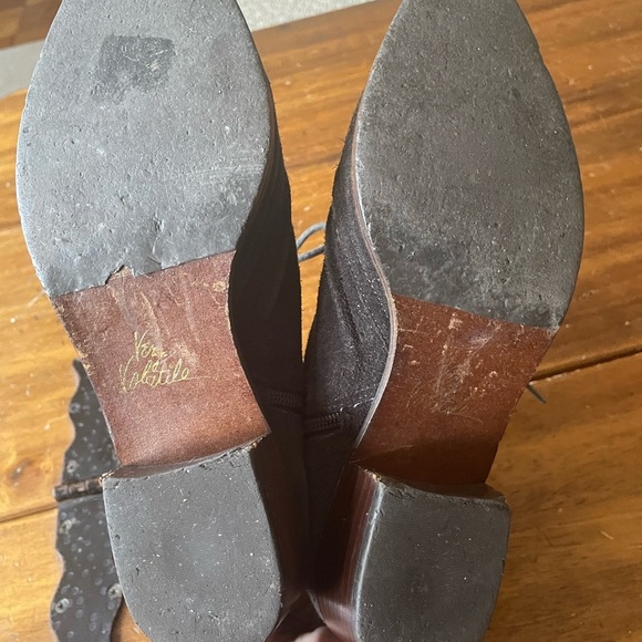 Very Volatile Leather Suede Lace Up Heeled Boots Sz 8.5 Brown Pointed Toe - Picture 8 of 10